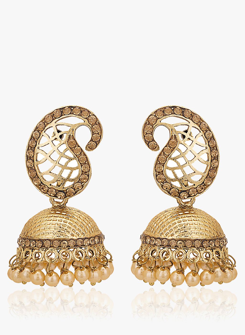 Adwitiya Collection Golden Metal Jhumki