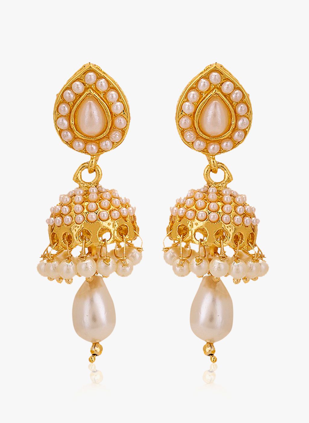 Adwitiya Collection Golden Metal Jhumki