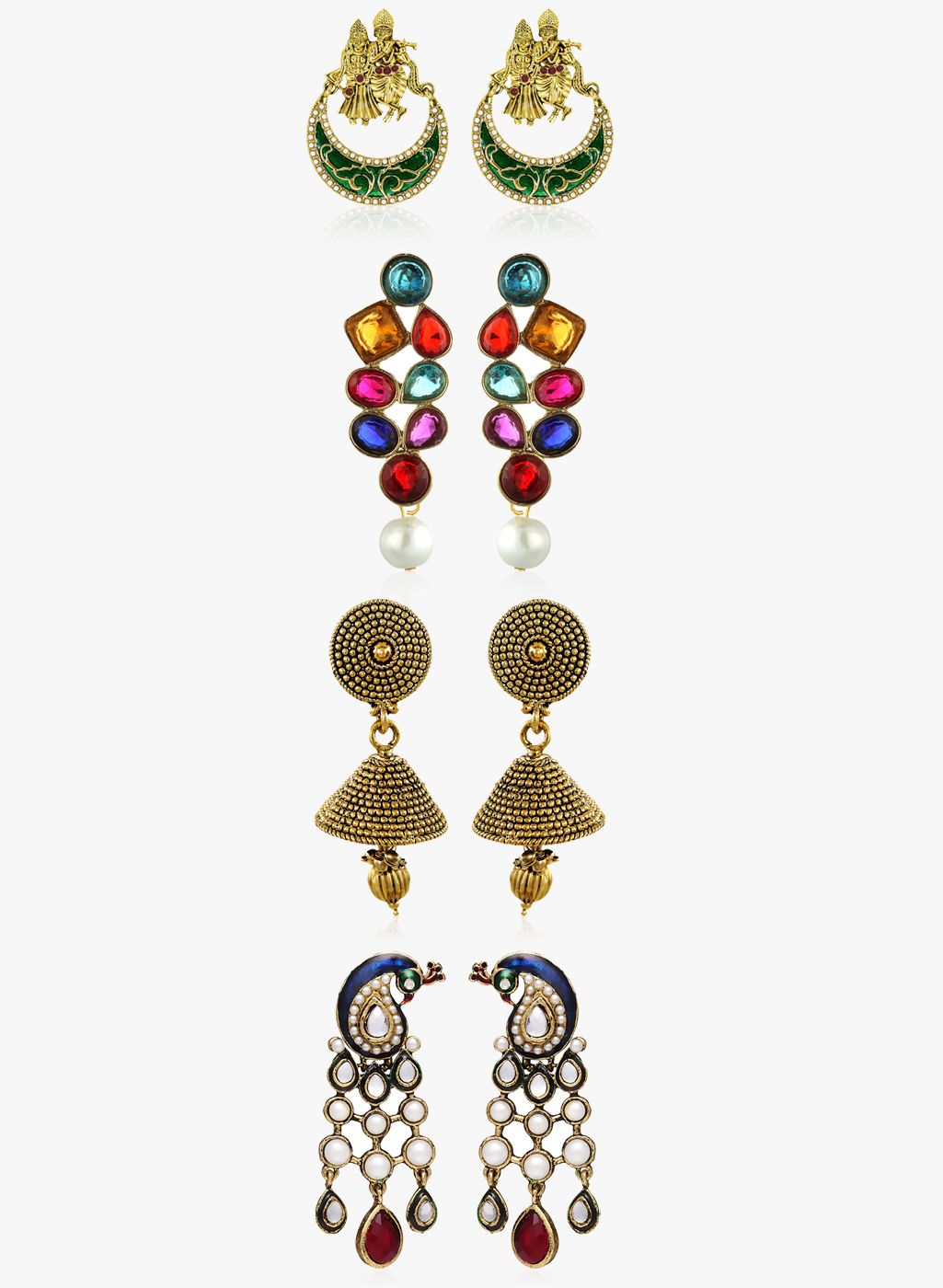 Zaveri Pearls Multicoloured Metal Danglers And Drop