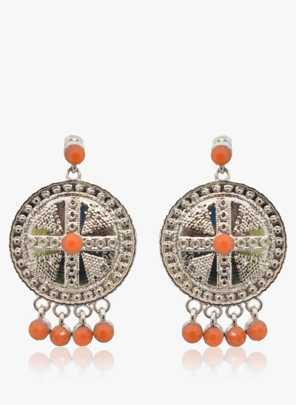 Crunchy Fashions Orange/Silver Alloy Danglers & Drop