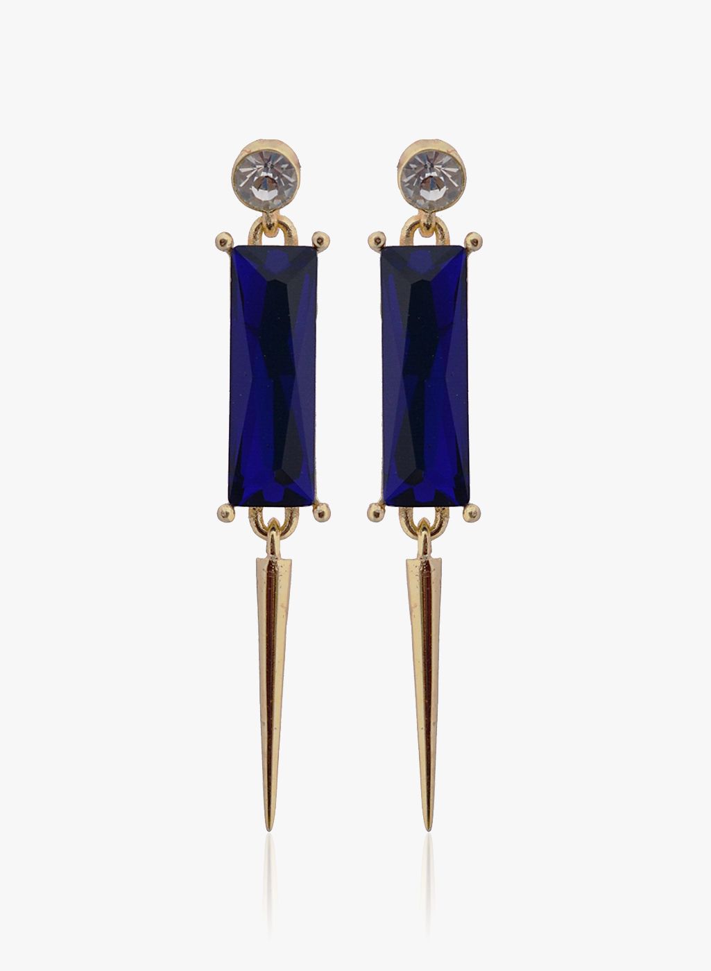 Crunchy Fashions Blue/Golden Metal Danglers and Drop