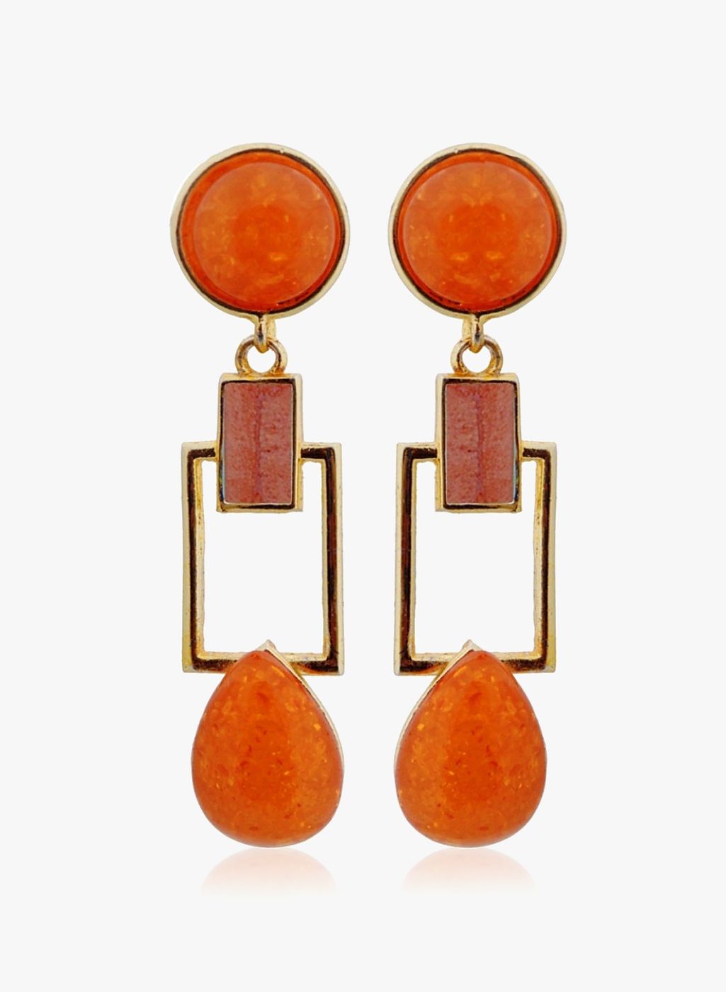 Crunchy Fashions Orange/Golden Alloy Danglers & Drop