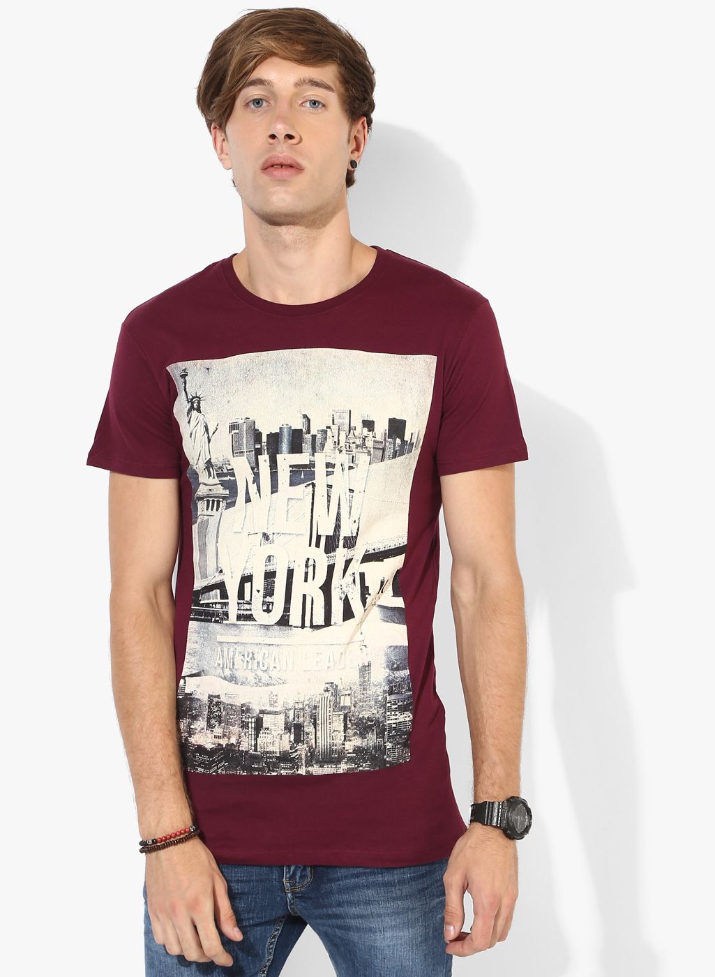 Wine Graphic Regular Fit Round Neck T-Shirt