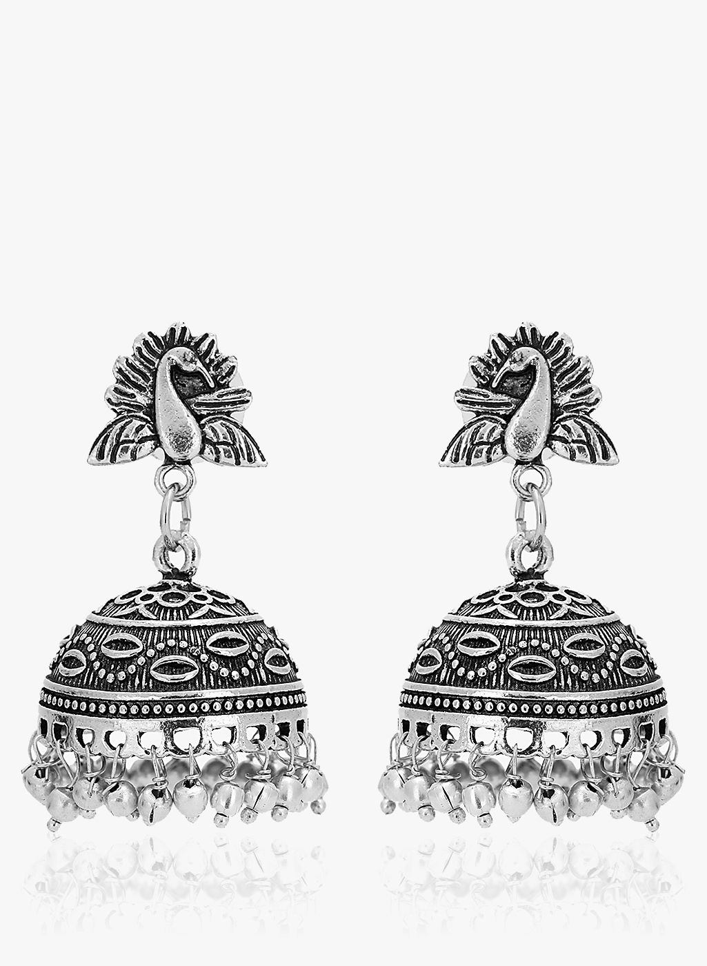 Adwitiya Collection Silver Metal Jhumki