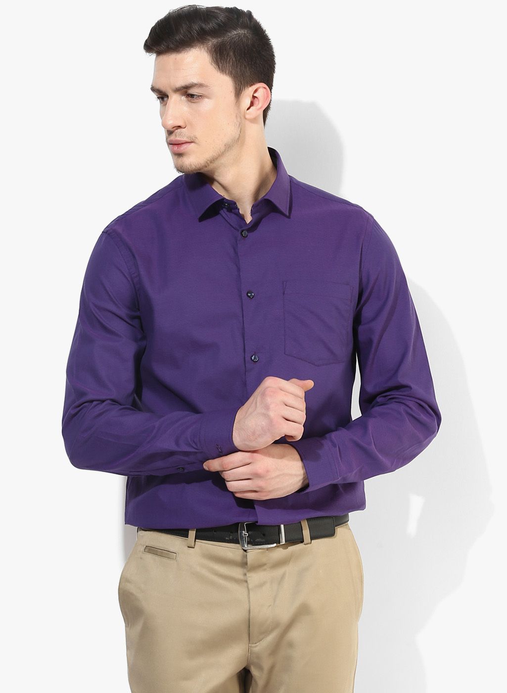 Purple Solid Slim Fit Formal Shirt
