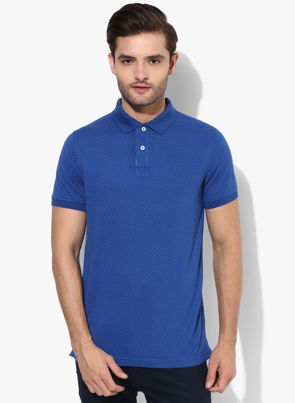 Tommy Hilfiger Blue Printed Slim Fit Polo T-Shirt
