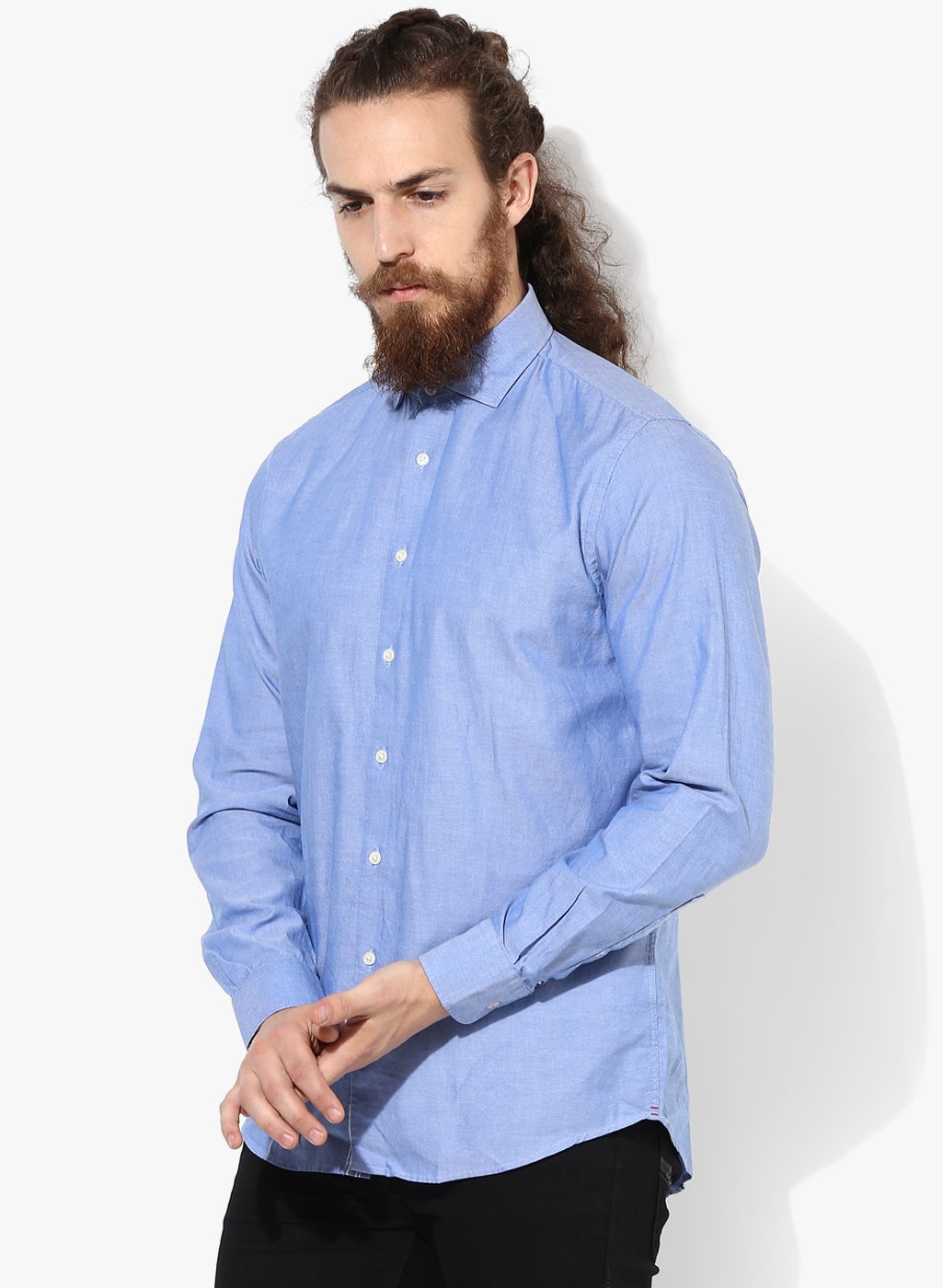 Tommy Hilfiger Blue Solid Slim Fit Casual Shirt