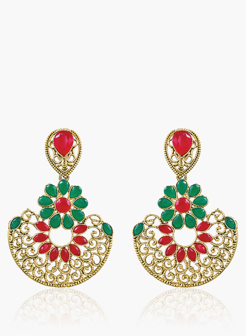 Sia Art Jewellery Green/Golden Metal Danglers & Drop