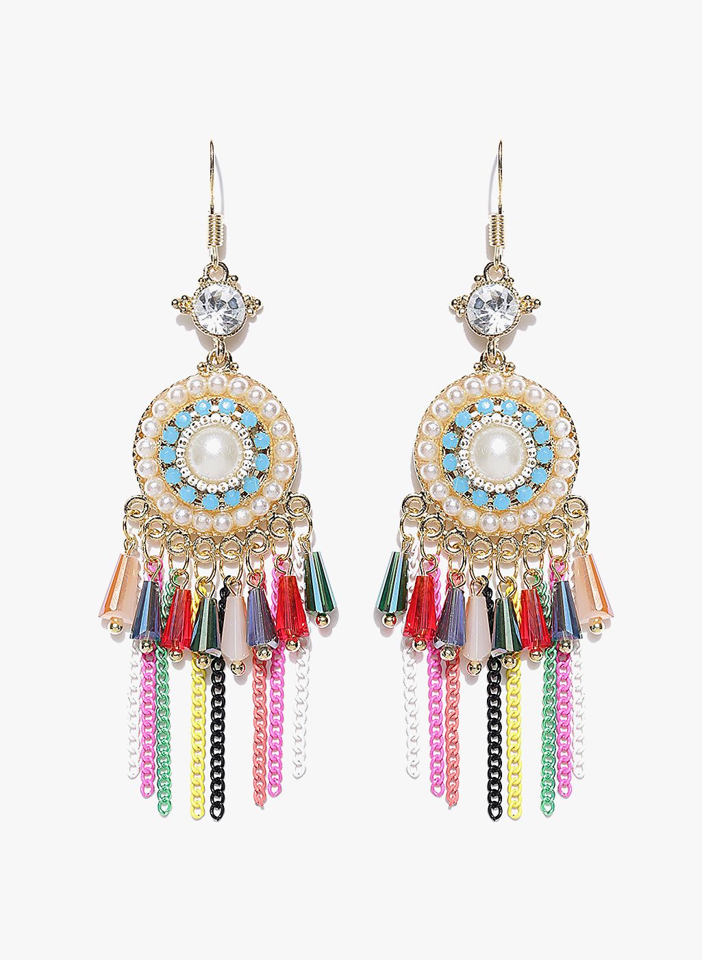 Jewels Galaxy Multicoloured Brass Danglers and Drop