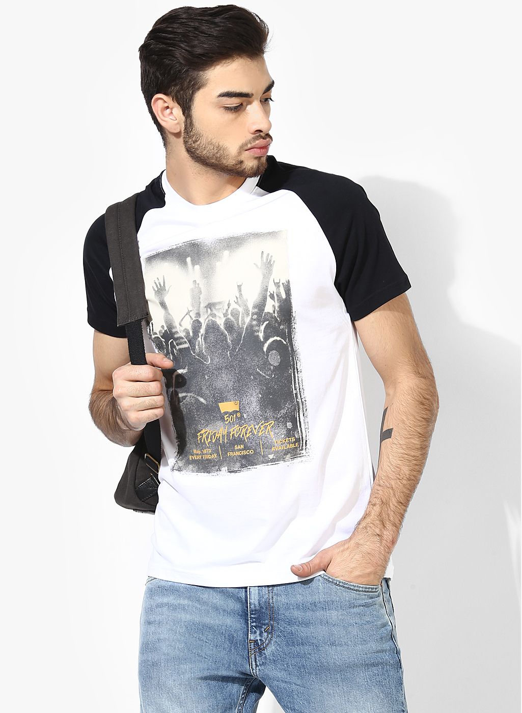 White Printed Regular Fit Round Neck T-Shirt