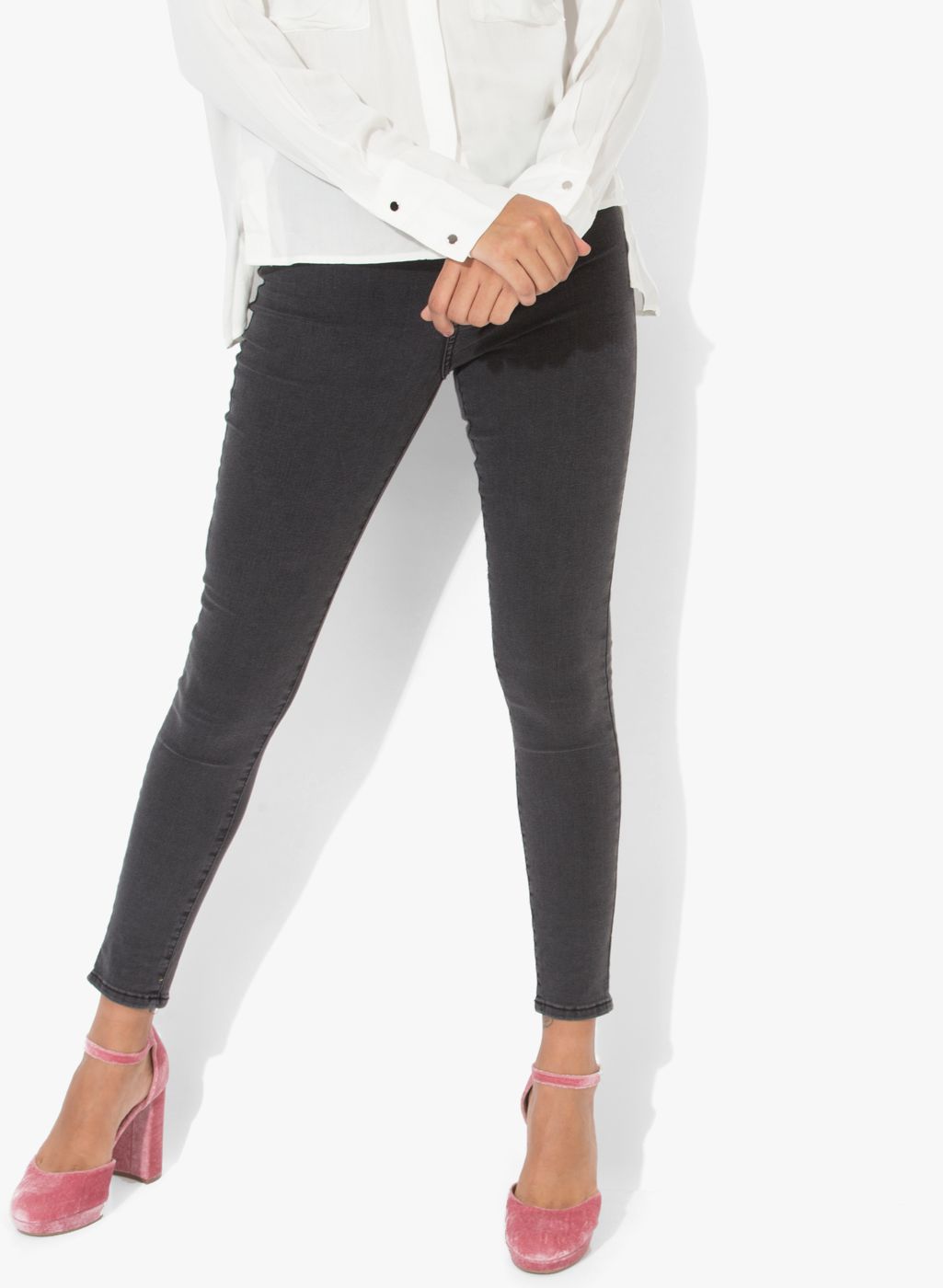 MANGO Black Solid Mid Rise Regular Fit Jeans