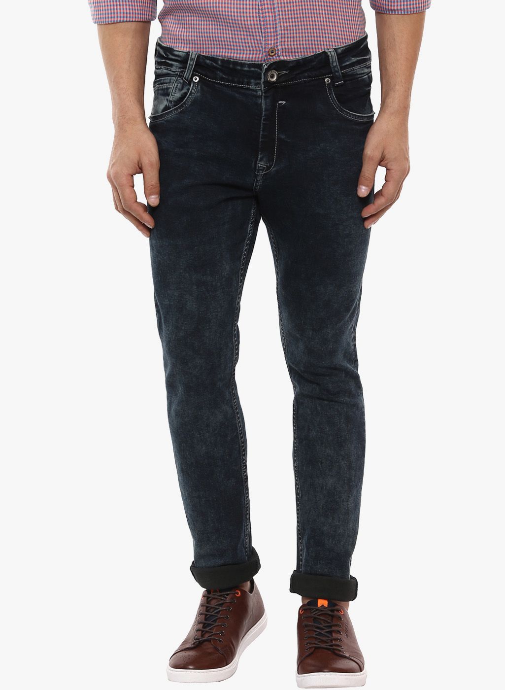 Mufti Blue Washed Mid Rise Skinny Fit Jeans