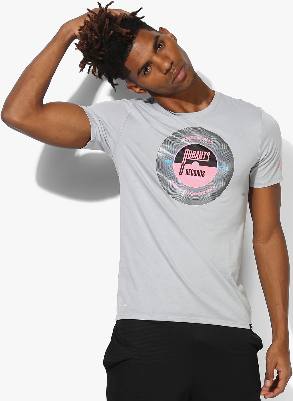 Nike Dry Df Kd Basketball Grey Round Neck T-Shirt