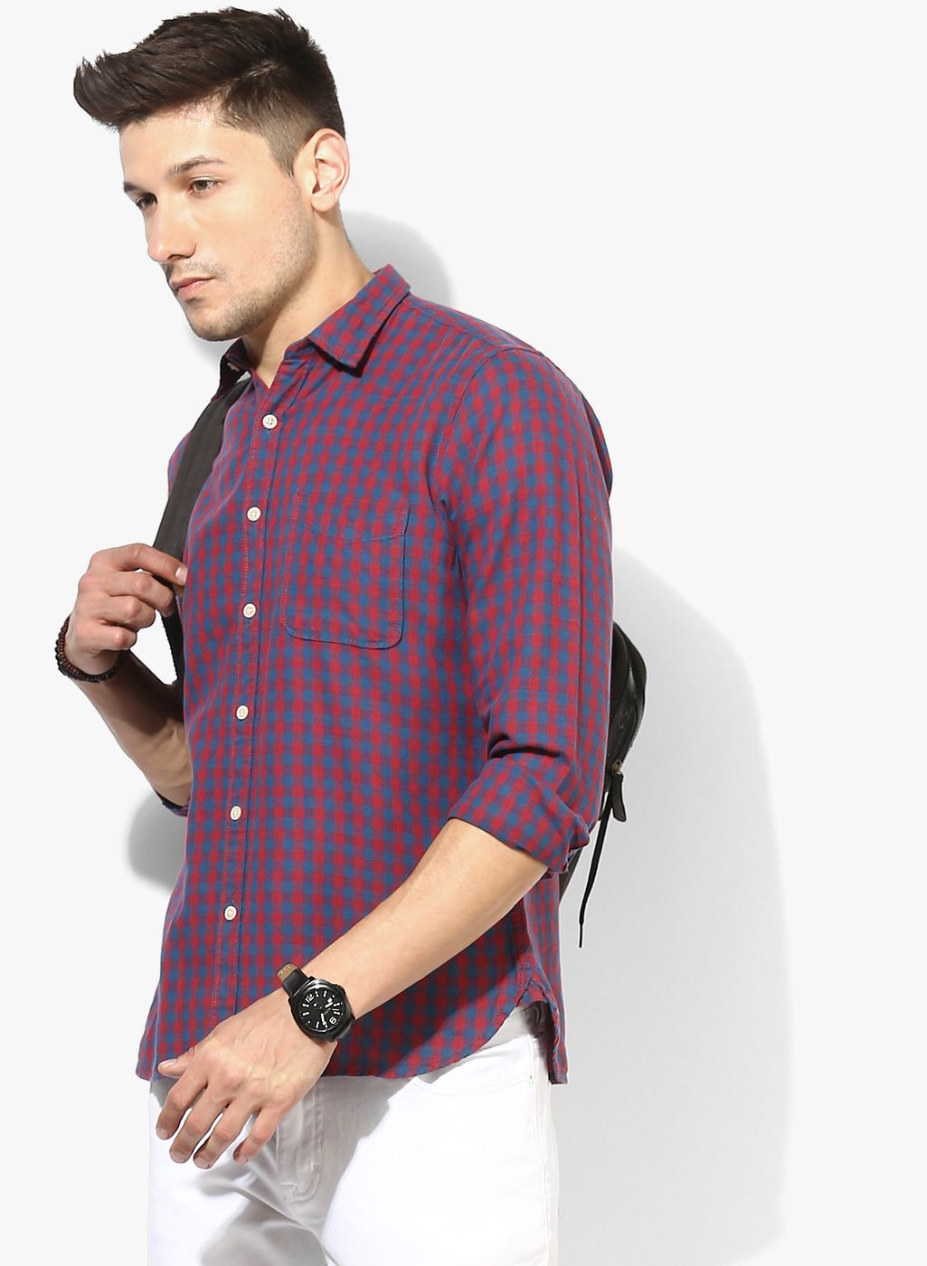 Pepe Jeans Red Checked Regular Fit Casual Shirt