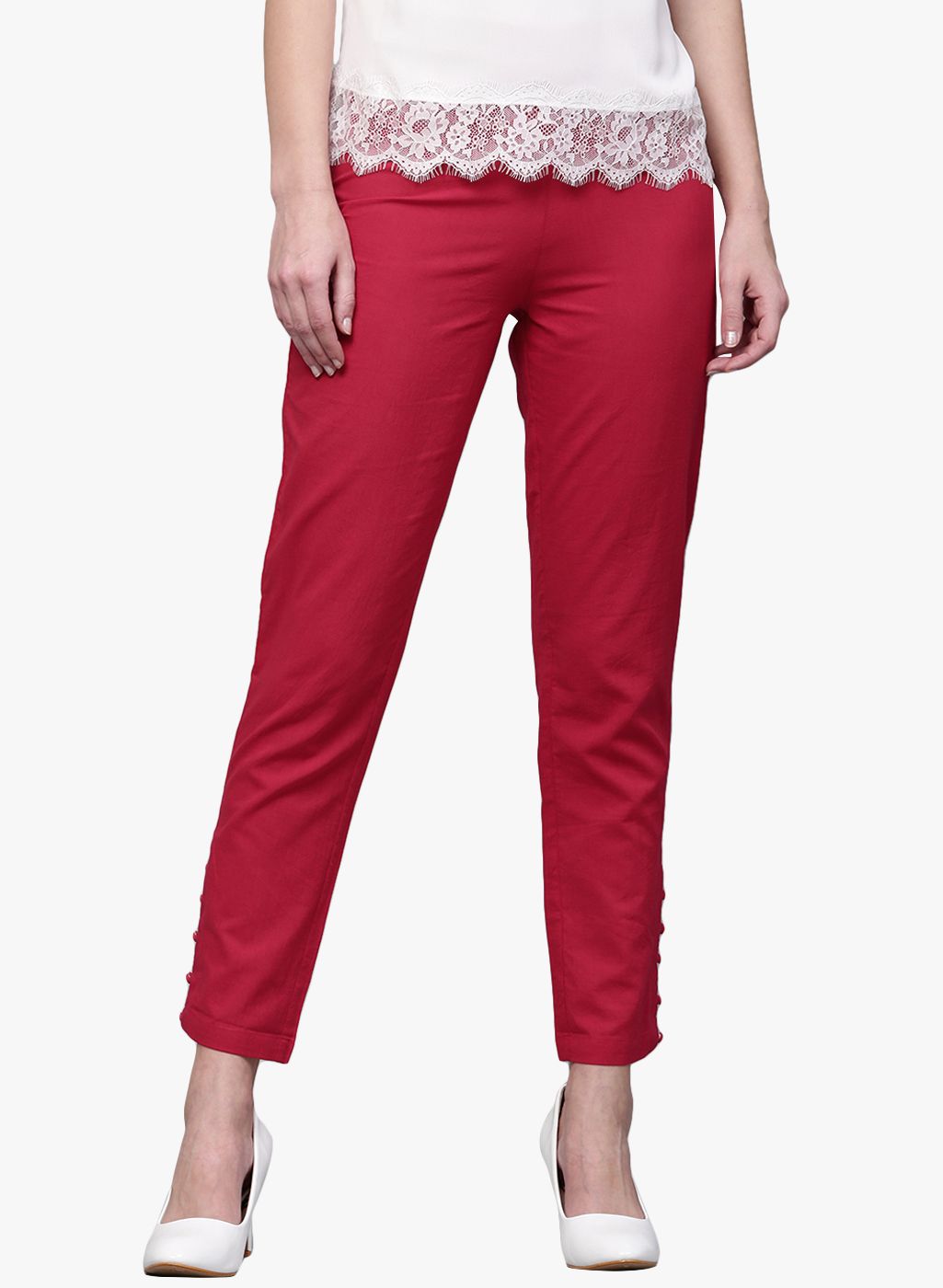 SASSAFRAS Magenta Solid Slim Fit Regular Trouser