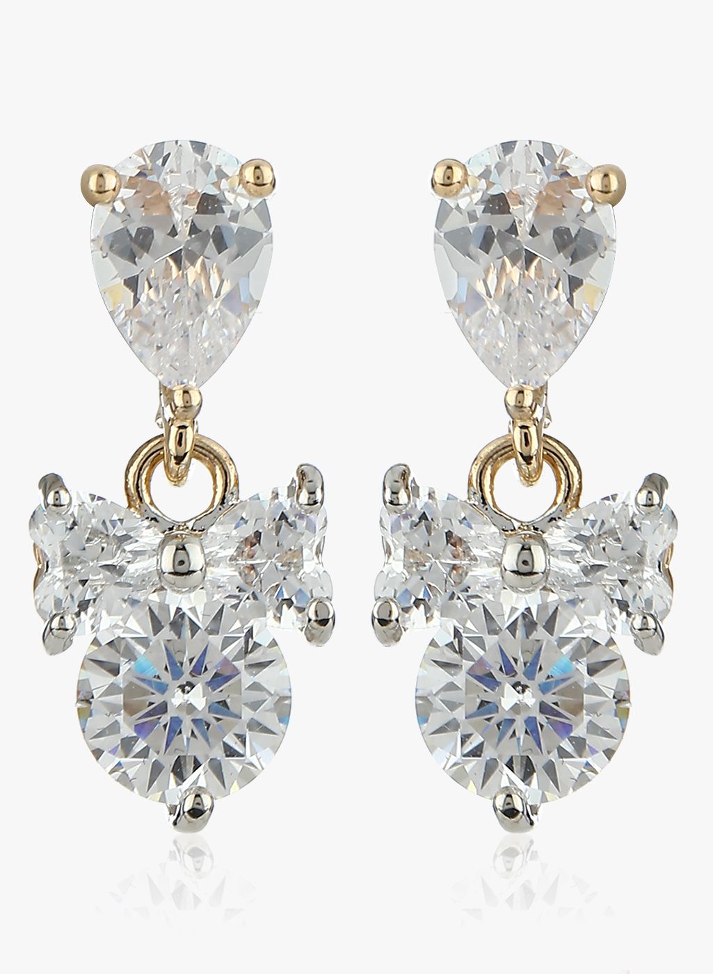 Sia Art Jewellery White/Golden Brass Danglers & Drop
