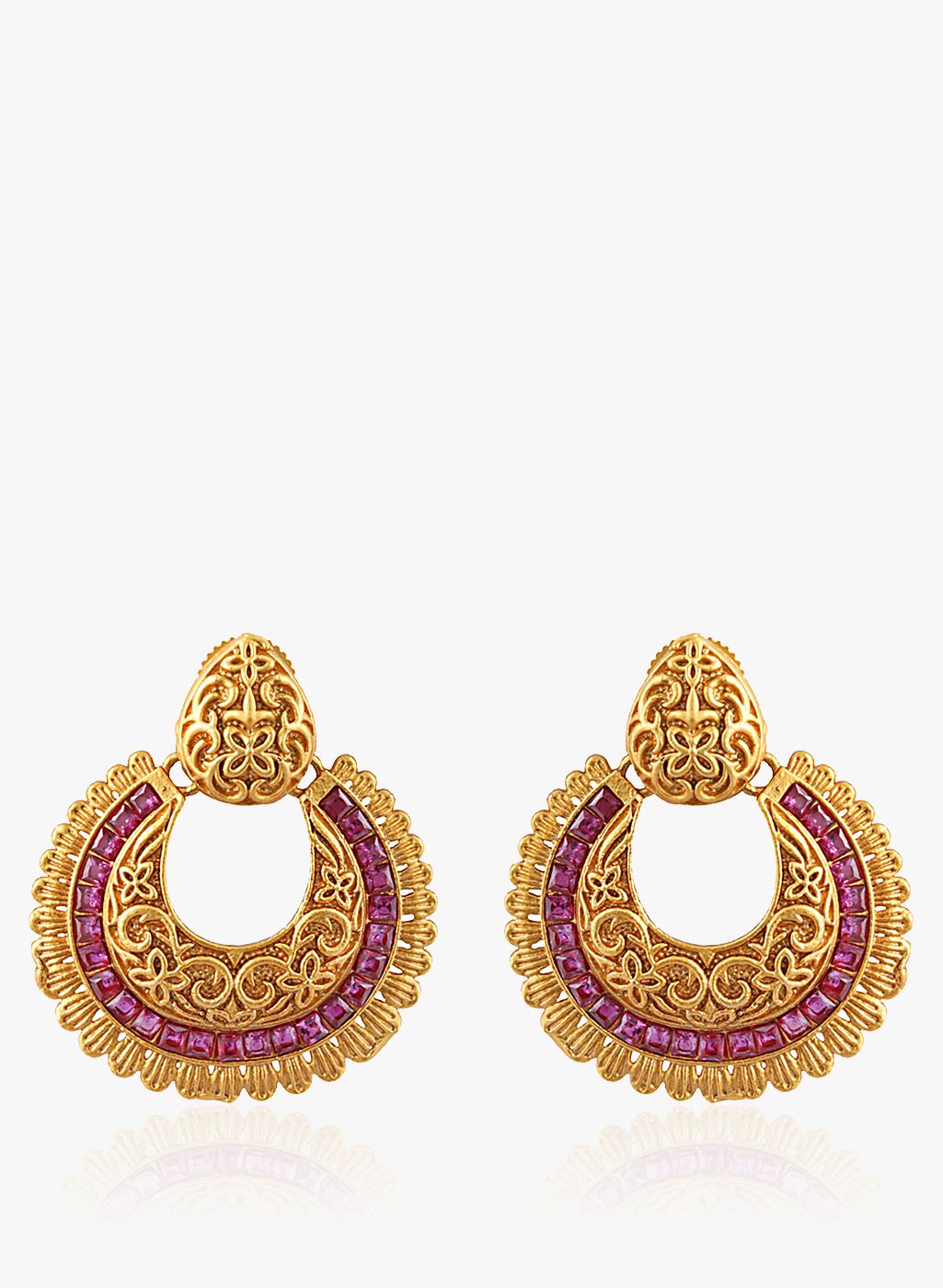 Sia Art Jewellery Golden/Pink Metal Danglers & Drop