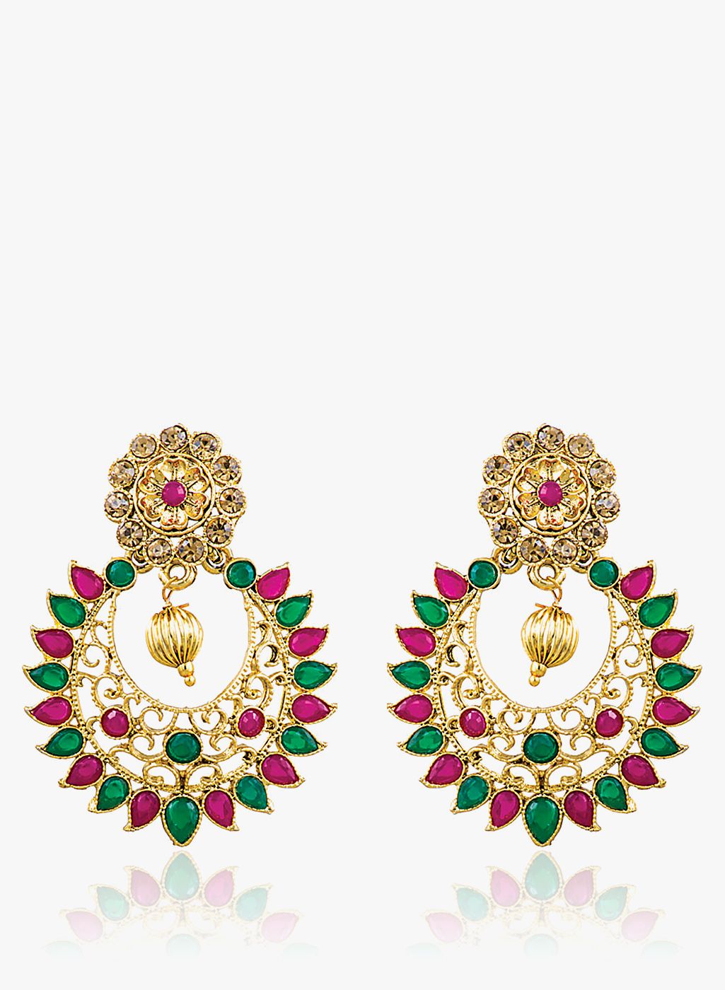 Sia Art Jewellery Green/Golden Metal Danglers & Drop
