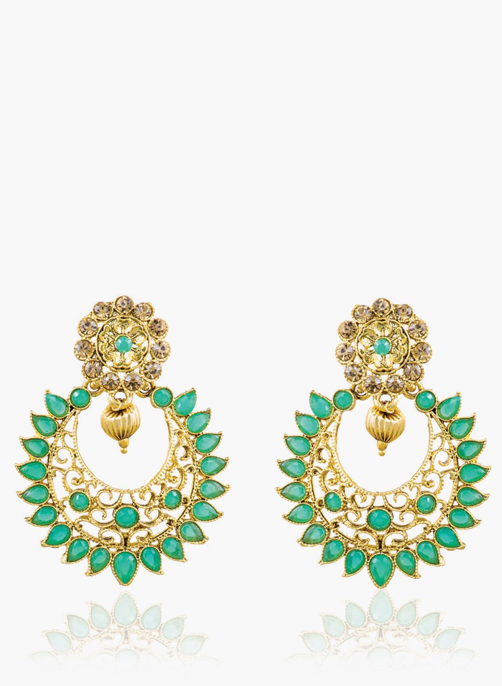 Sia Art Jewellery Green/Golden Metal Danglers & Drop