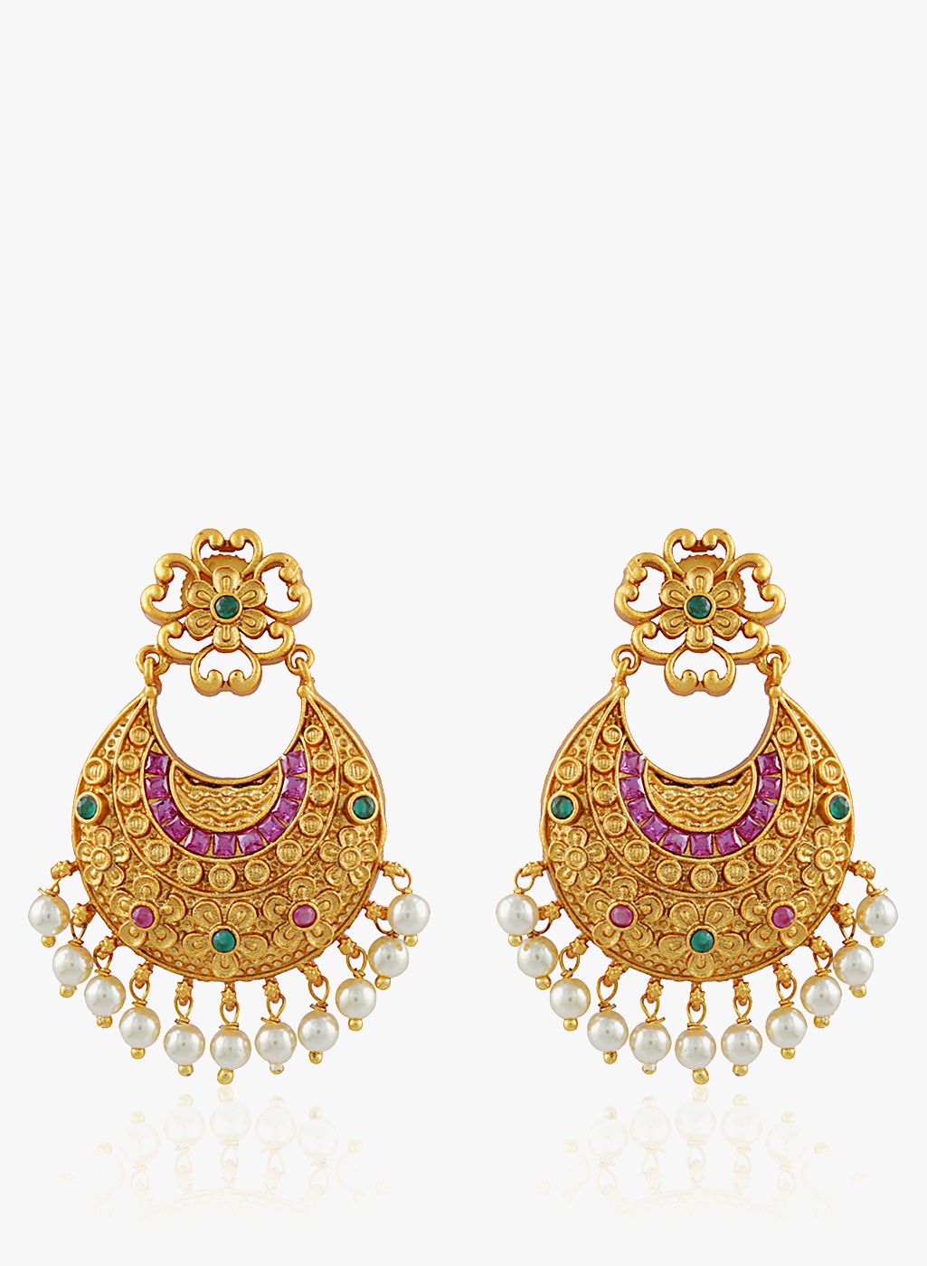 Sia Art Jewellery Golden/Green Metal Drop Earrings