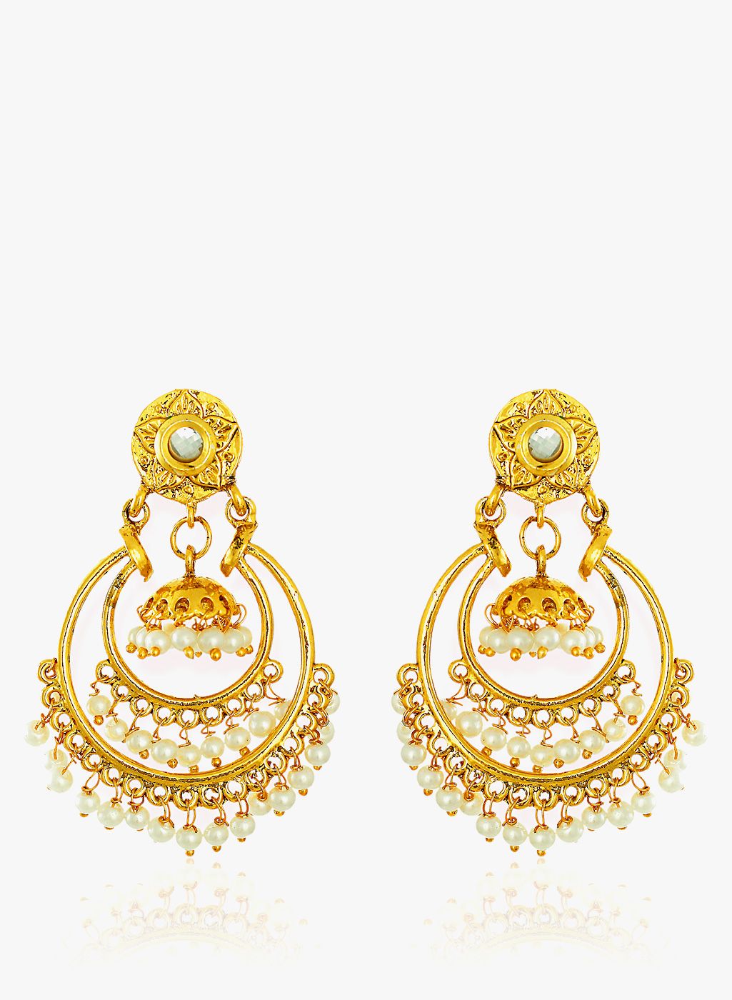 Zaveri Pearls White/Golden 100%Zinc Danglers & Drop
