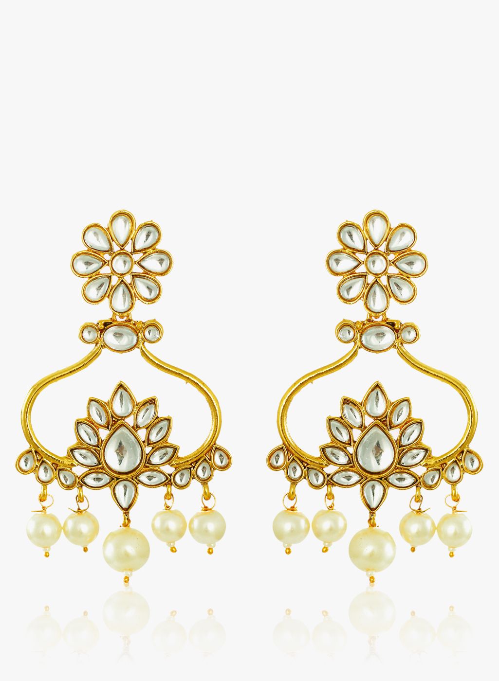 Zaveri Pearls White/Golden 100%Zinc Danglers & Drop