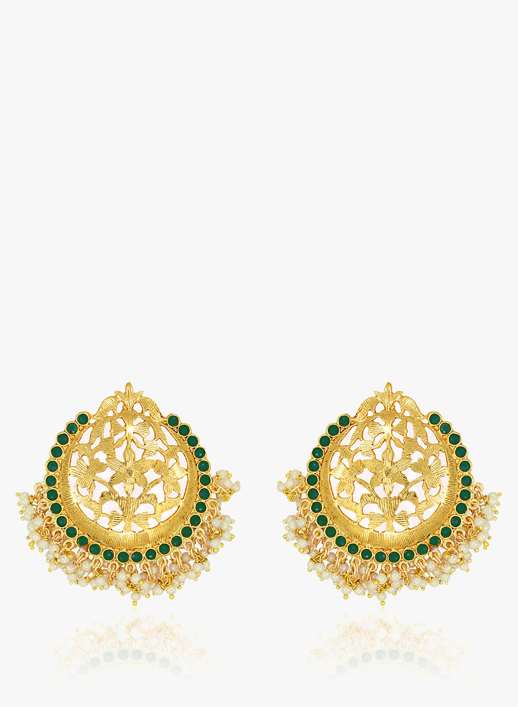 Zaveri Pearls Green/Golden 100%Zinc Danglers & Drop