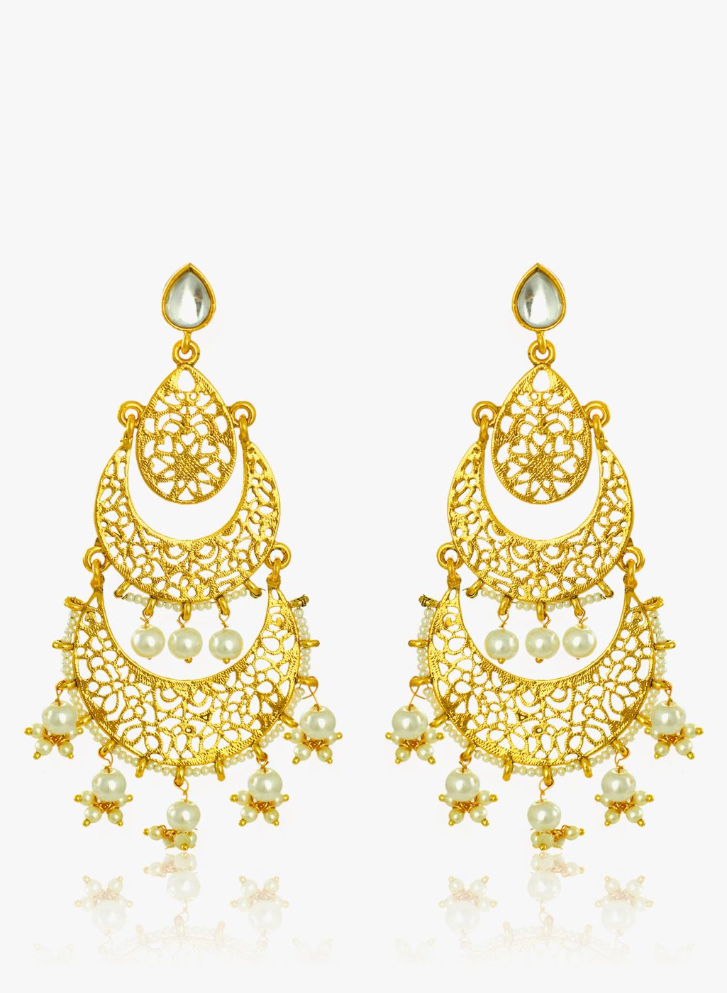 Zaveri Pearls White/Golden 100%Zinc Danglers & Drop