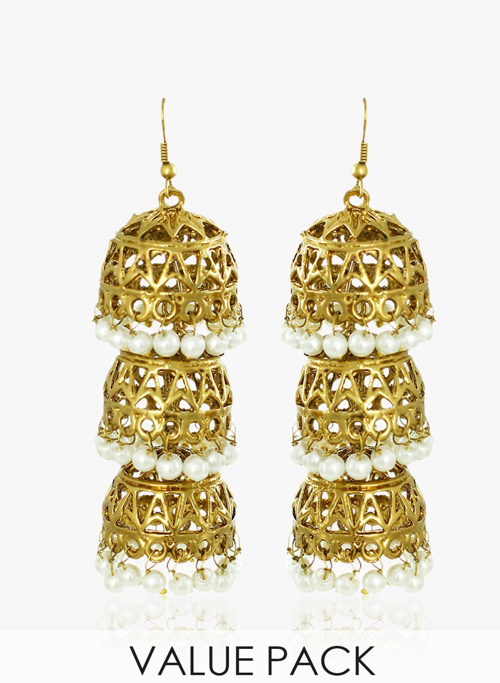 Zaveri Pearls White/Golden 100%Zinc Danglers & Drop