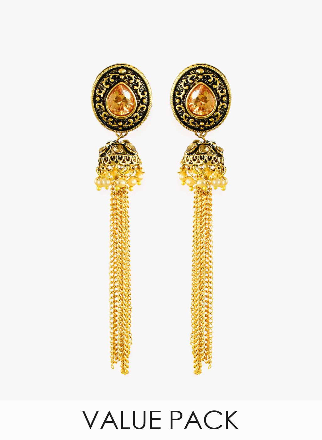 Zaveri Pearls Golden/Black 100%Zinc Danglers & Drop