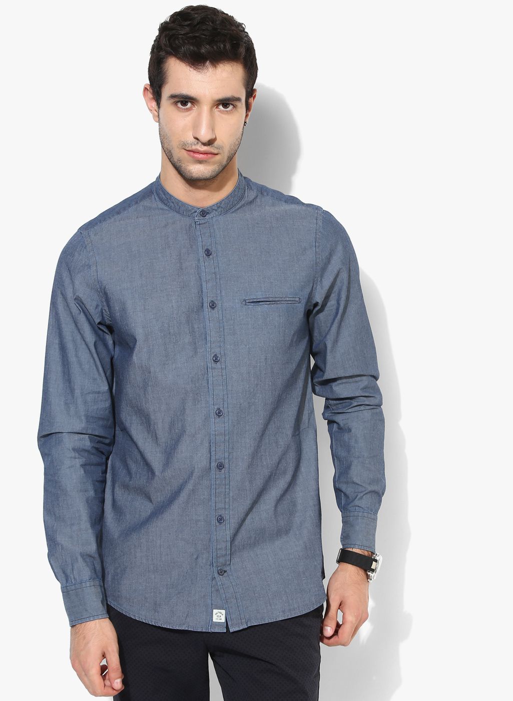 Tommy Hilfiger Blue Solid Slim Fit Casual Shirt