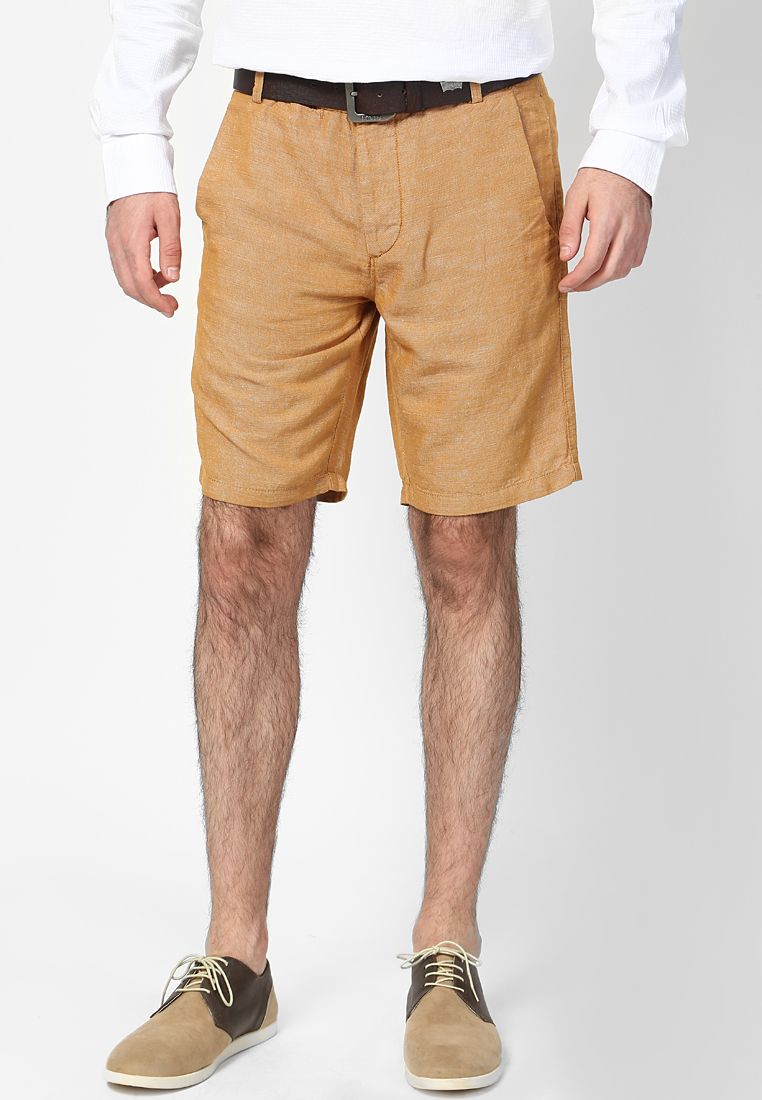 Jack & Jones Yellow Solid Slim Fit Regular Shorts
