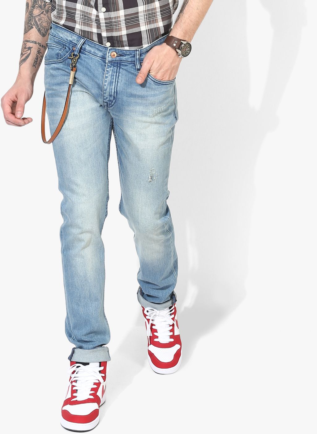 Blackberrys Blue Washed Low Rise Slim Fit Jeans