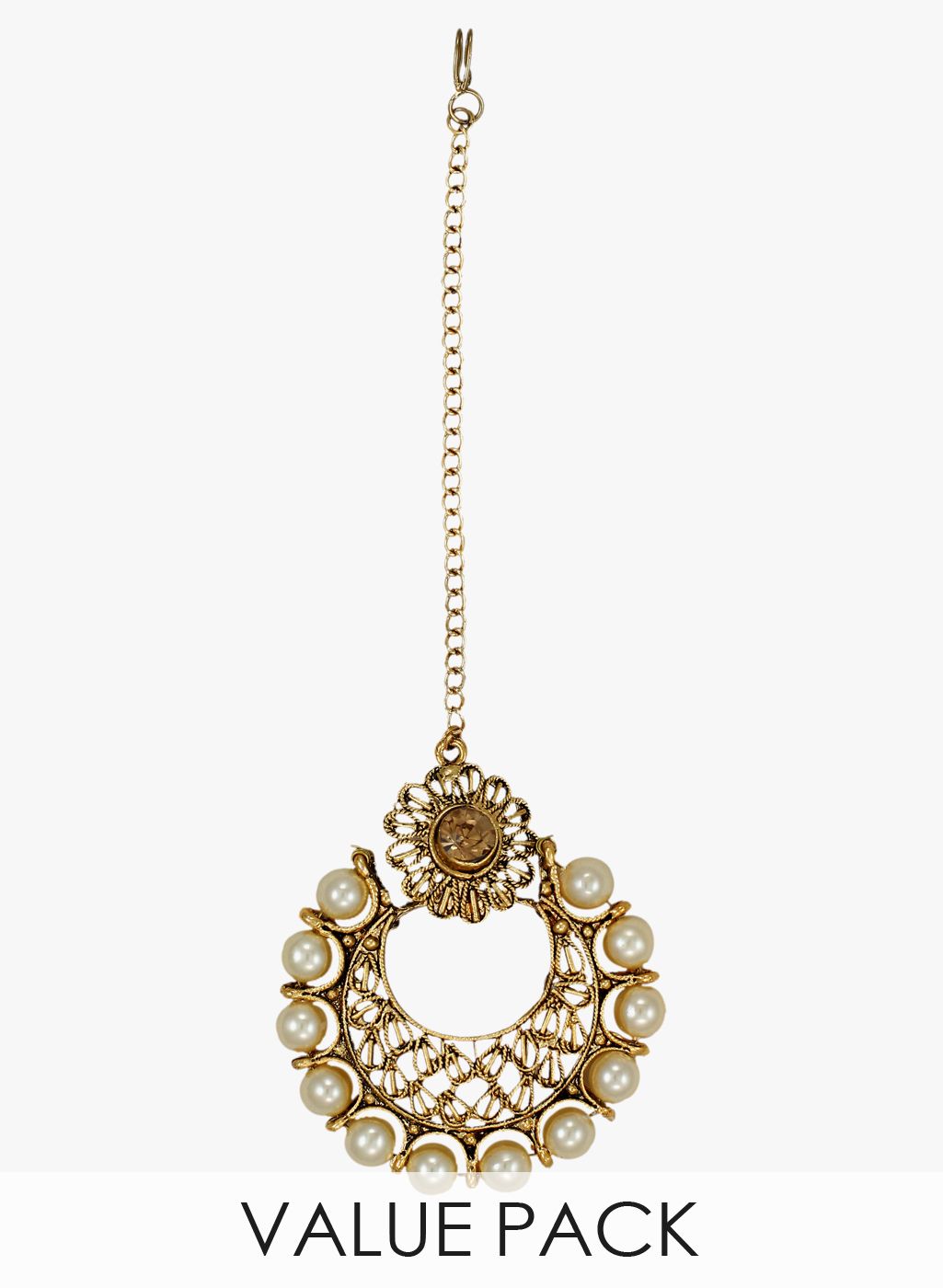 Zaveri Pearls Pack Of 4 Golden 100%Zinc Maang Tikka