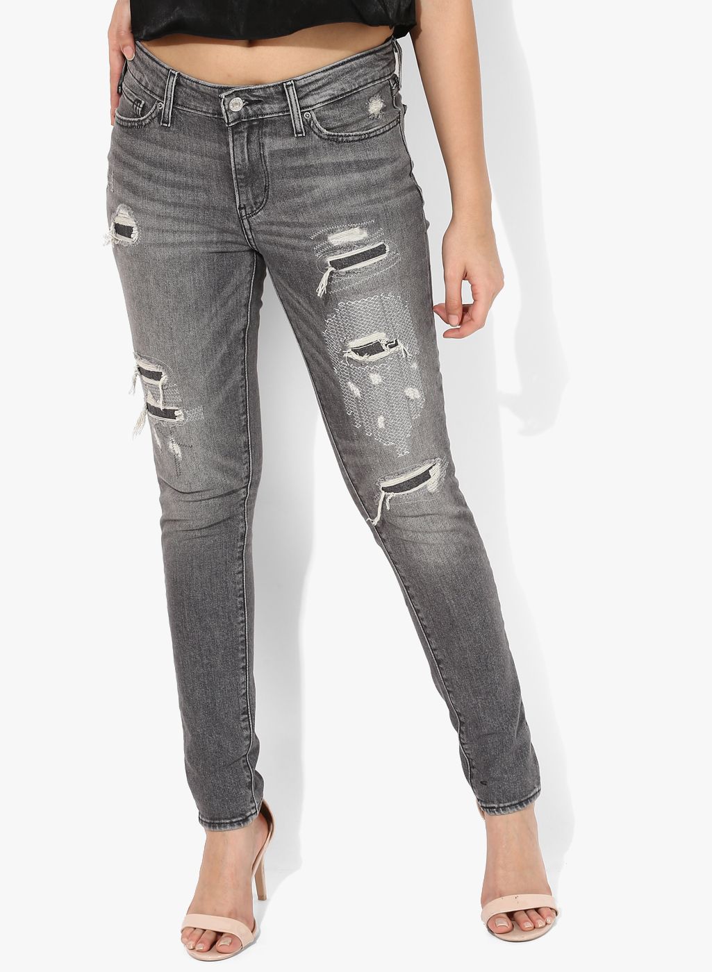 Levis Blue Solid Mid Rise Regular Fit Jeans