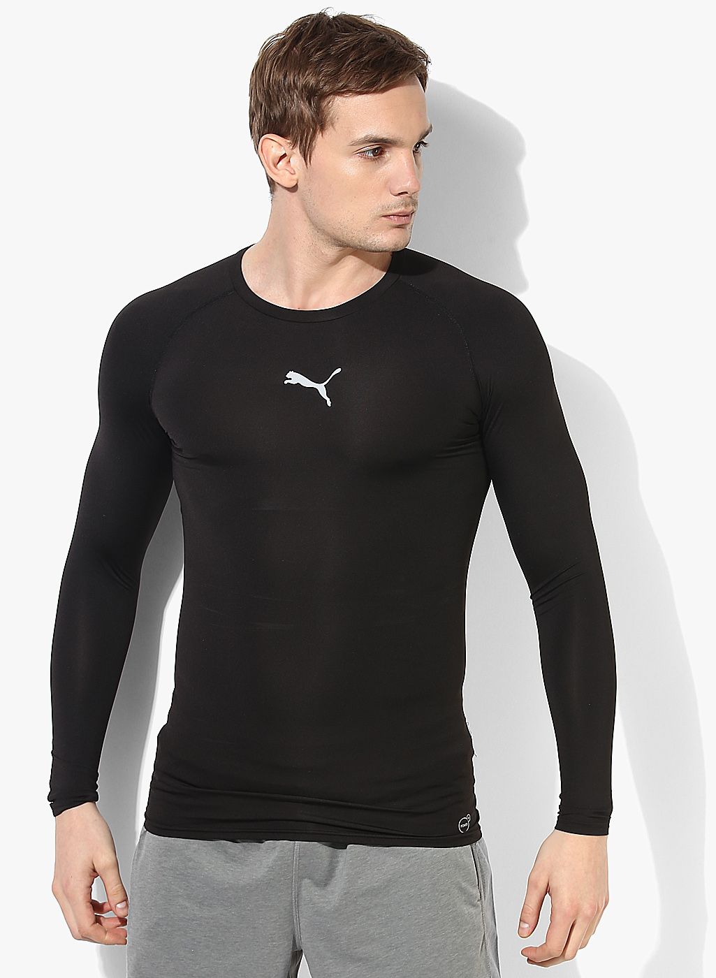 Puma Puma Black Solid Slim Fit Round Neck T-Shirt