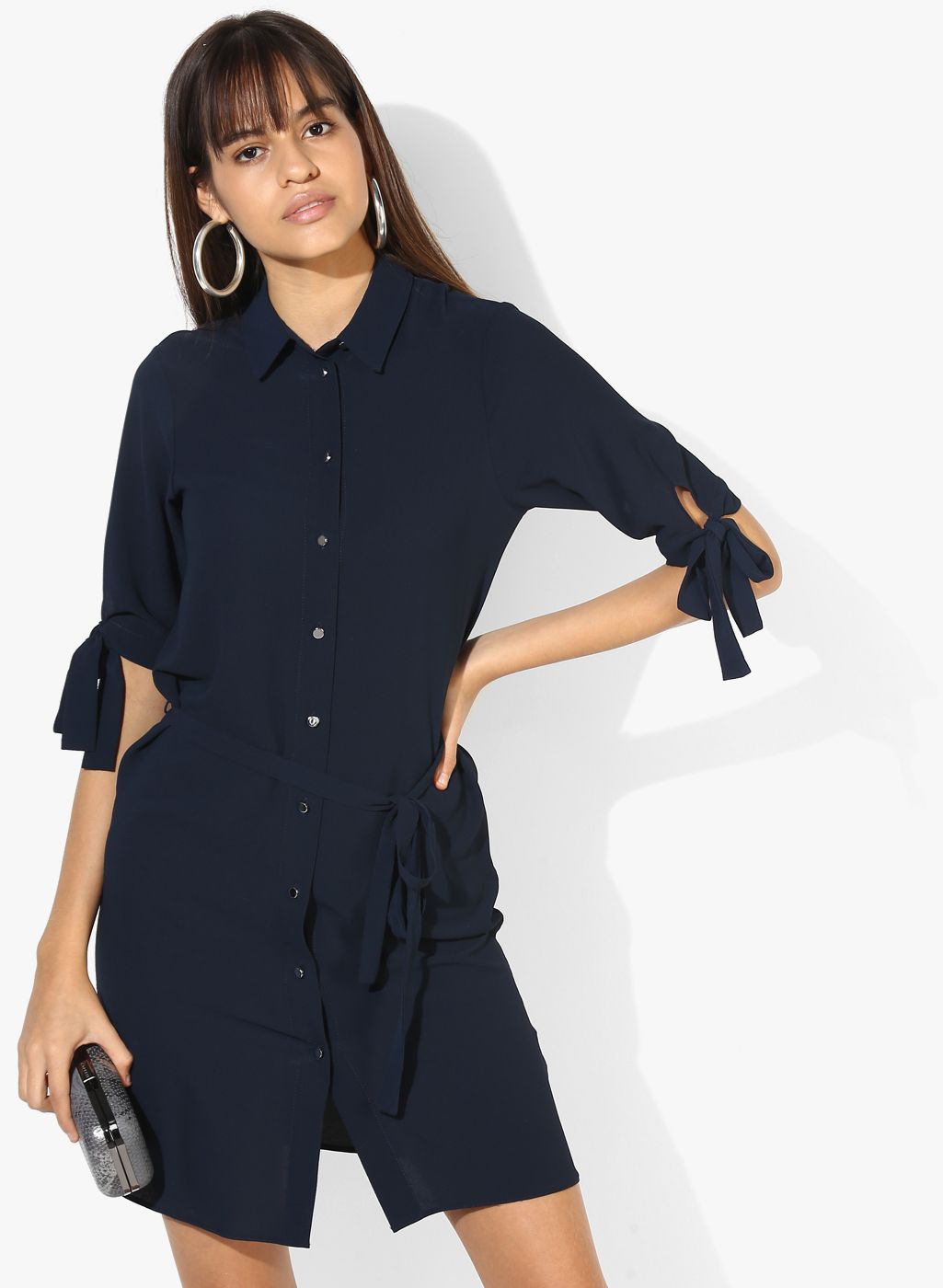 DOROTHY PERKINS Navy Blue Solid Shift Dress