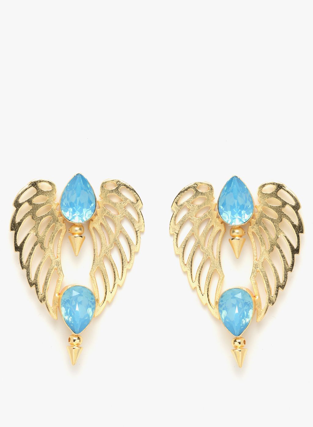 DIVA WALK Golden/Aqua Blue Brass Danglers and Drop