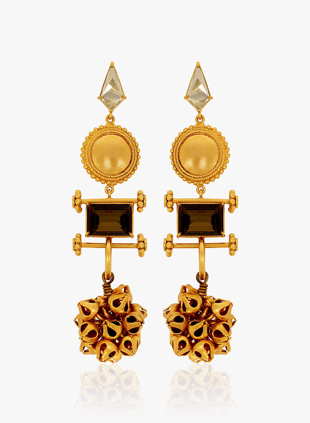CONFLUENCE Crystals from SWAROVSKI Golden Metal Danglers And Drop
