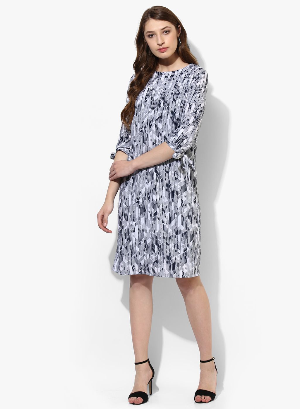 Navy Blue Coloured Printed Shift Dress