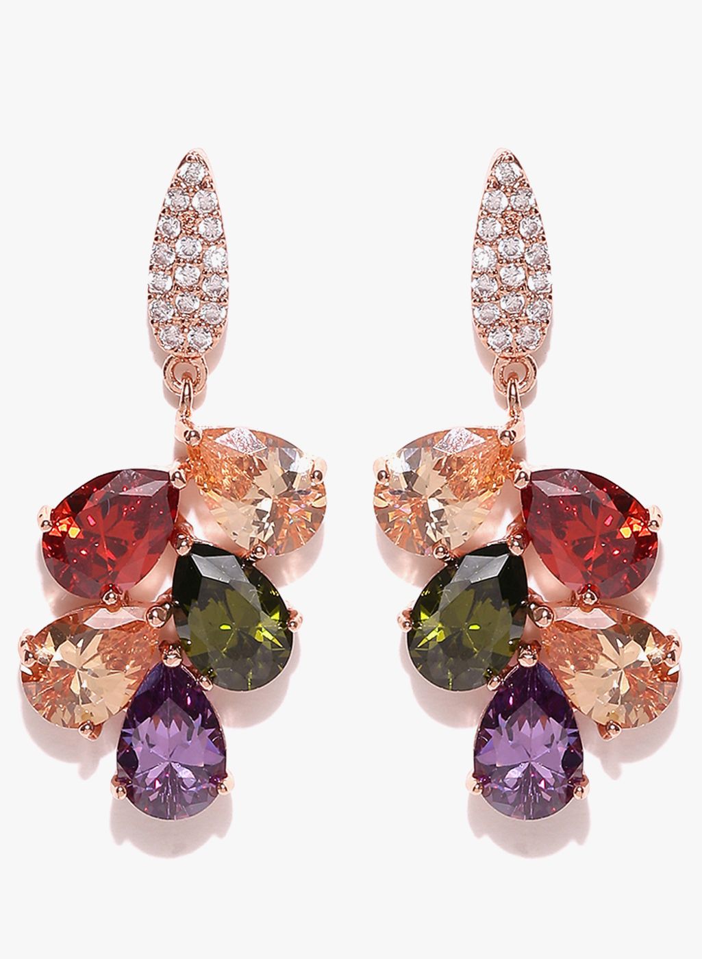 Jewels Galaxy Multicoloured Brass Danglers and Drop