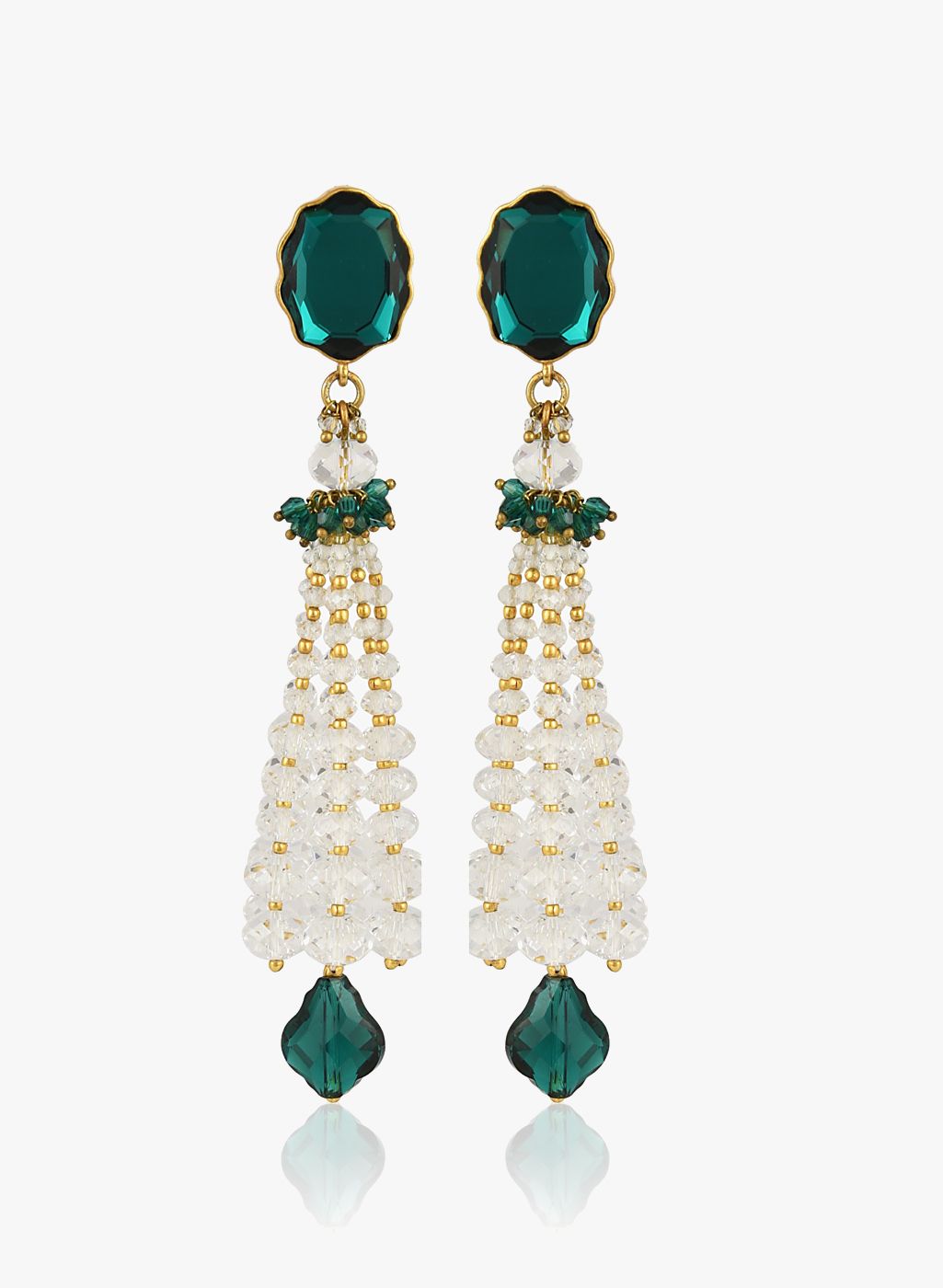 CONFLUENCE Crystals from SWAROVSKI Golden Metal Danglers And Drop
