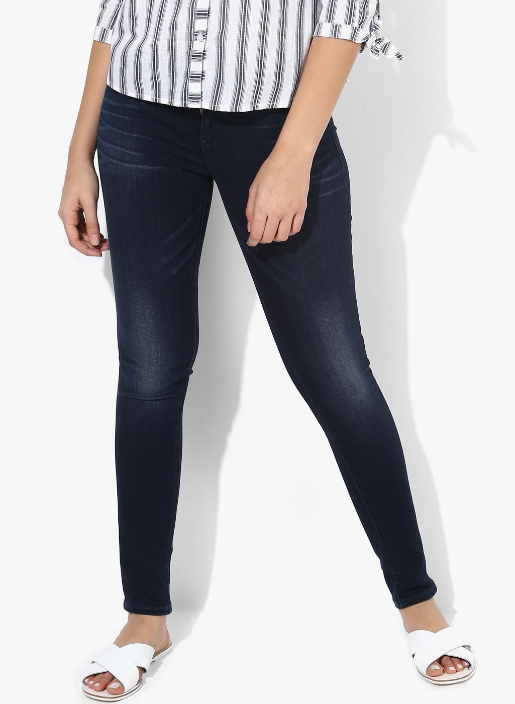 Levis Blue Solid Mid Rise Regular Fit Jeans