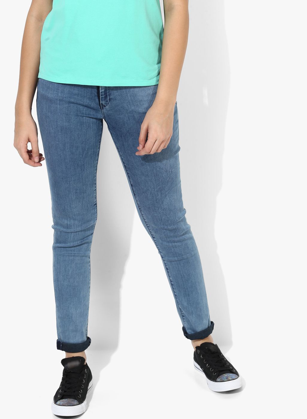 Levis Blue Solid Mid Rise Regular Fit Jeans