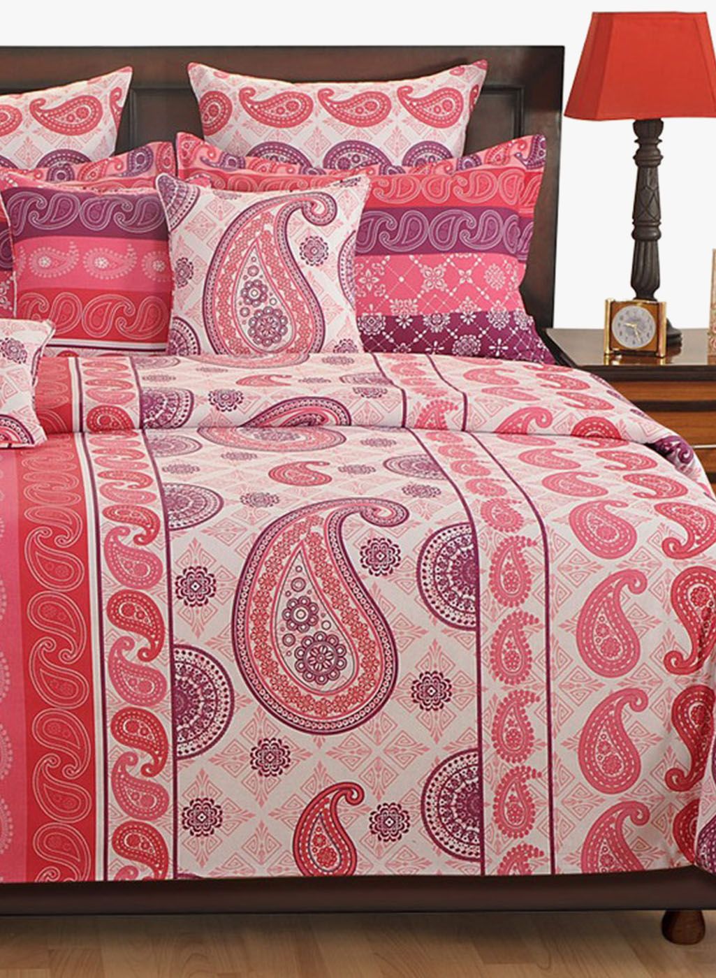 SWAYAM Cotton Fitted Bedsheet With 2 Pillow Covers