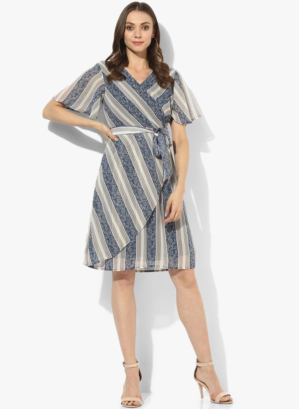 Navy Blue Coloured Printed Shift Dress