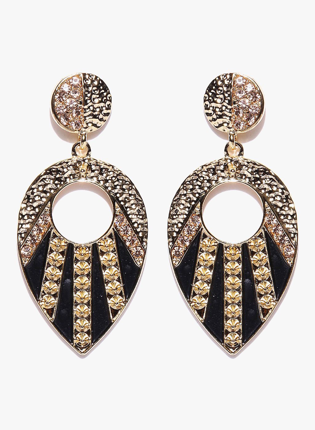 Golden Peacock Golden/Black Metal Danglers And Drop