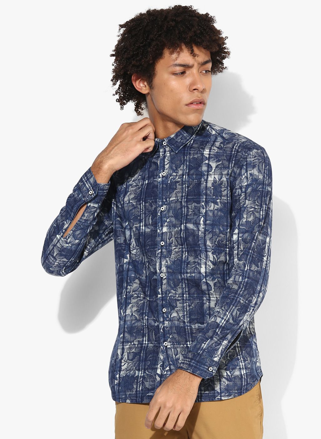 Numero Uno Blue Printed Slim Fit Casual Shirt