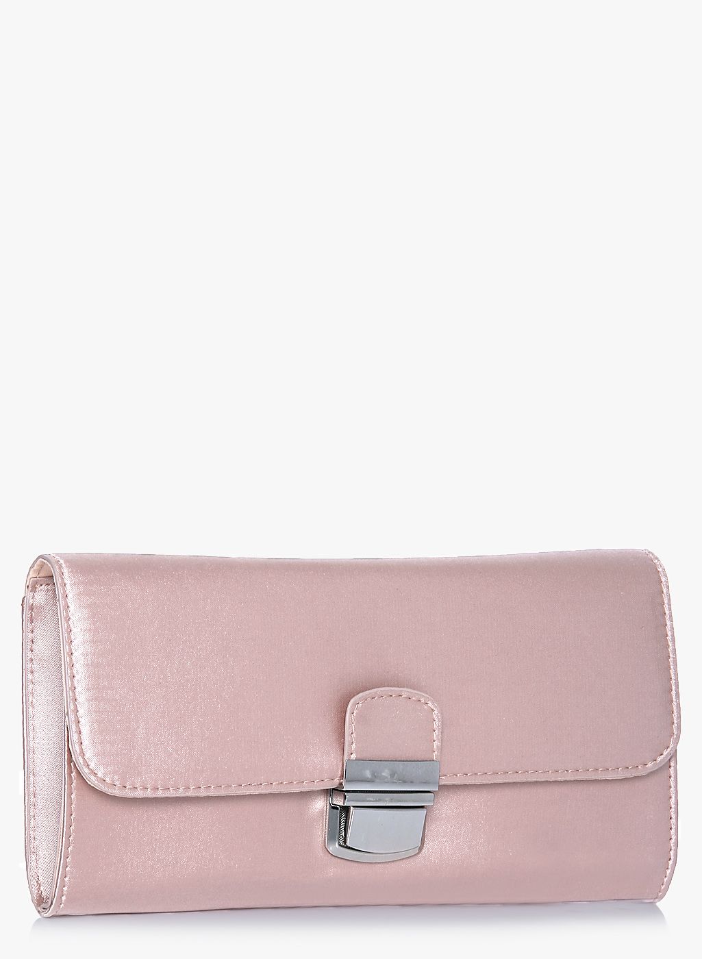 Pink Satin Pushlock Wristlet Clutch