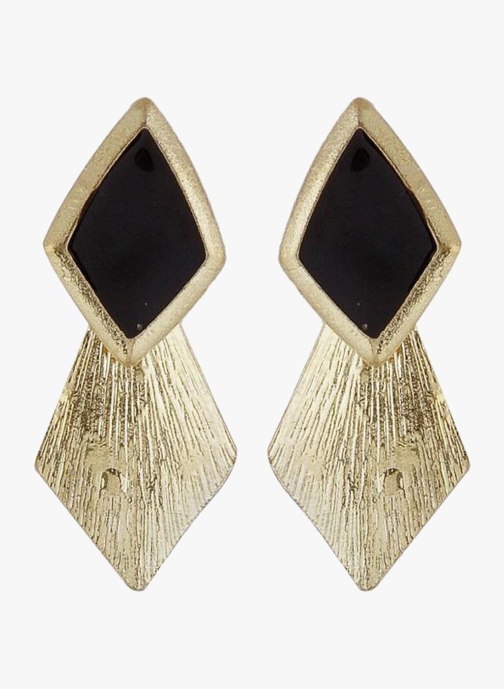 Crunchy Fashions Black/Golden Alloy Danglers & Drop
